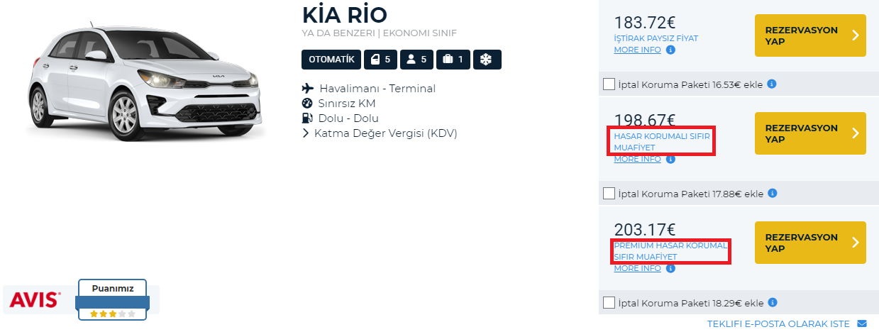 Hasar Korumalı Sıfır Muafiyet Paketi